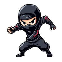 A Little Ninja Ready to Fight In A illustration Sticker Style vector