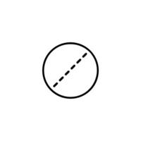 Circle Bisected By Dashed Diagonal Line vector