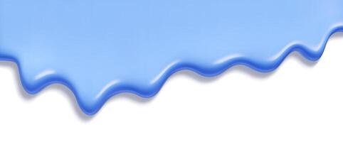 Glossy blue melt dripping ice cream texture - smooth blueberry liquid flow on white surface. vector