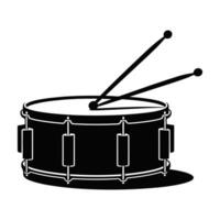 Black snare drum with drumsticks vector
