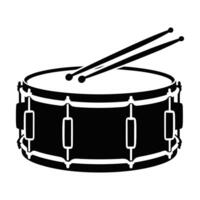 Black and white snare drum with drumsticks vector