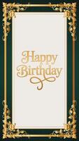 Elegant gold and green happy birthday frame vector