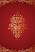 Red and gold ornate floral design background vector