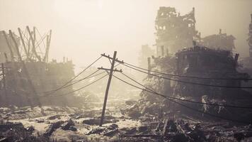 CGI Destruction in the city after military conflict leaves devastation everywhere video