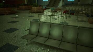 CGI Exploring the remnants of an abandoned airport terminal with empty seating video
