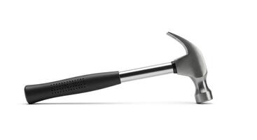 A hammer on a white background with a black handle photo