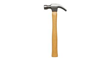 A hammer with a wooden handle on a white background photo