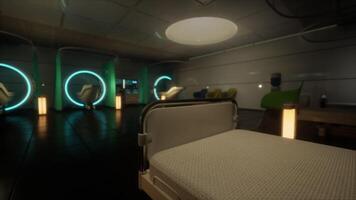 CGI Futuristic hospital interior with advanced technology and healing environments video