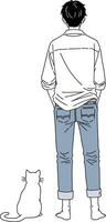 Man and Cat A Minimalist Illustration vector