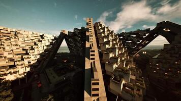 CGI Modern architecture with connected structures in a vibrant locale video