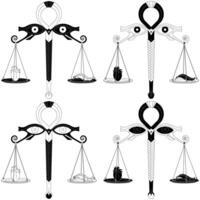 Scales with feather of the truth of the goddess Matt, Egyptian scales weighing a heart and feather vector