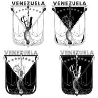 Venezuela flags with weapons framed with a shield, Venezuela flags framed with a shield vector