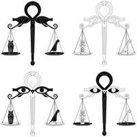 Egyptian Scales of the Judgement of Osiris, Scales with feather of the truth of the goddess Matt vector