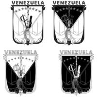Venezuela flags framed with a shield, Venezuela flags with weapons framed with a shield vector