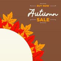 Autumn Sale Banner Background with Colorful Leaves and Discount Text vector