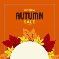 Flat Design Autumn Sale Banner with Promotional Text and Fall Vibes vector