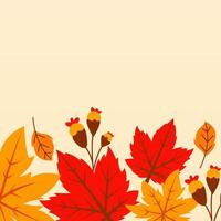 Autumn Leaves Flat Border Background Template vector