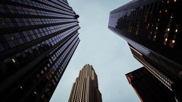 CGI Skyscrapers towering over the street with a clear sky in the background video