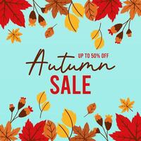 Autumn Sale Background with Falling Leaves and Gradient Style vector