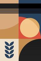 Vintage Boho Gallery Print with Mountains and Sun vector