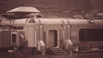 CGI Colonist base established on a barren planet for exploration and habitation video