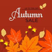 Vintage Autumn Sale Banner with Retro Typography and Leafy Frame vector