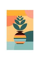 Mystic Boho Wall Art with Botanical Elements vector