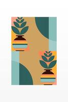 Nature Boho Art Print with Sun and Moon vector