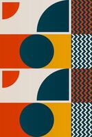 Neutral Tones Boho Poster with Geometric Forms vector
