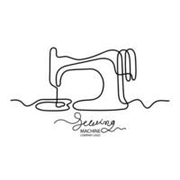 Sewing machine. Hand drawn continuous line art. logo vector