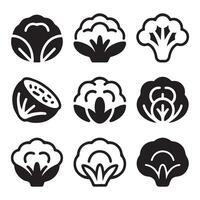 Cauliflower Icons Set Bundle vector