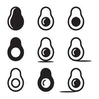 Avocado Icon Set for Food. Simple Avocado Icons in Solid and Outline Styles vector