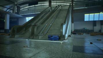 CGI Exploring the eerie remains of an abandoned airport during twilight hours video