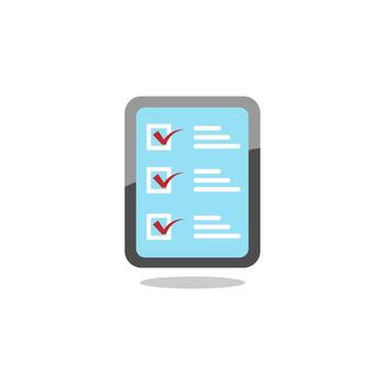 Check list business web template element. Tablet with checklist clipboard illustration. vector