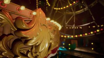 CGI Empty amusement park at night with dim lighting and decorative features video