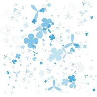 a blue and white floral pattern with many different shapes vector