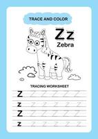 Illustration Isolated Animal Alphabet Trace and color Letter Z Zebra vector