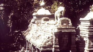 CGI Ancient temple ruins with elephant statue in Cambodia under soft sunlight video