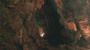 CGI Exploring the depths of a mysterious cave with stunning rock formations video