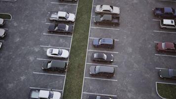 CGI Aerial view of a parking lot with cars organized in distinct rows video