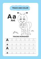 Illustration Isolated Animal Alphabet Trace and color Letter A Ant vector