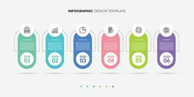 Modern Business infographic template. 6 Step timeline journey. Process diagram, 6 options on white background, Infograph elements vector