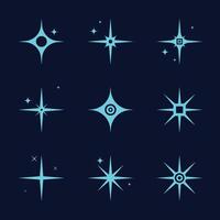 Sparkling stars shiny sparks glitter light star and sparkle elements collection vector