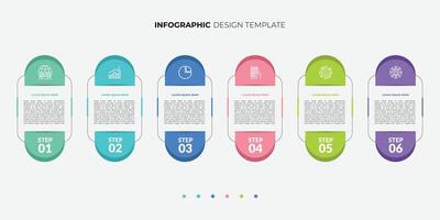 Timeline Creator infographic template. 6 Step or options timeline journey, calendar Flat simple infographics design template vector