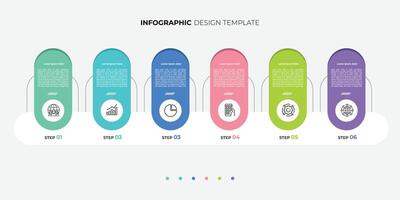 Timeline infographic template. 6 Step timeline journey, calendar Flat simple modern infographics vector
