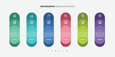 Timeline bar Creator infographic template. 6 Step timeline journey, calendar Flat simple infographics design colorful template vector