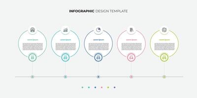 Infographic labels with icons and 5 options or steps. Suitable for process diagrams, presentations, workflow layouts, banners, flow charts, and infographics vector
