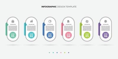 Timeline infographic template. 6 Step timeline journey, calendar Flat simple infographics design template. Modern presentation graph. vector