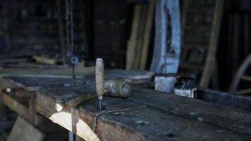 CGI Old carpentry workshop filled with vintage tools and rustic wood detailing video