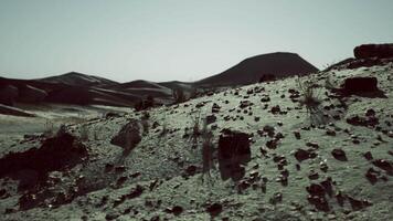 CGI Arid terrain with rocky formations under a clear sky in Mongolias landscape video